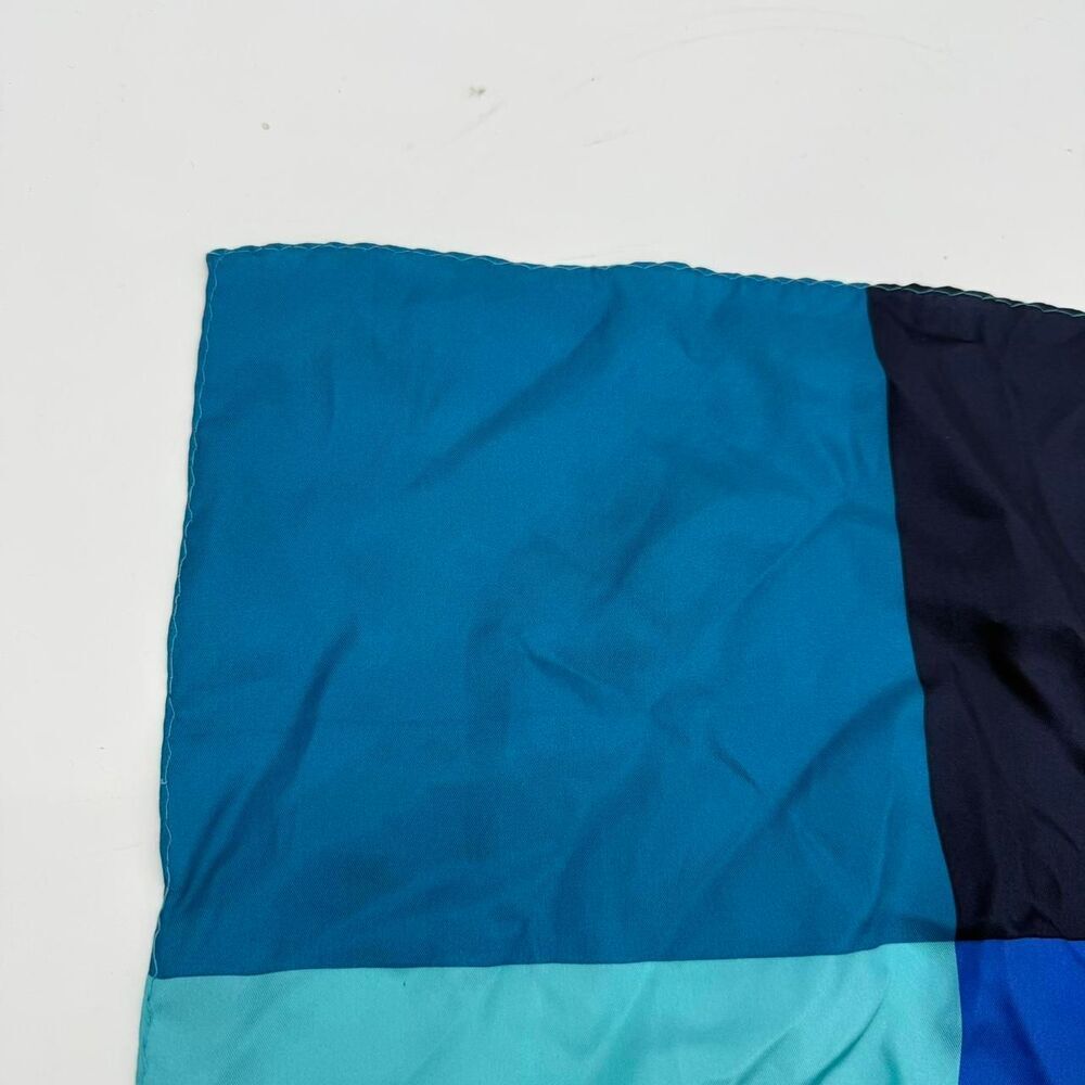 Vintage Silk Square Scarf Geometric Colorblock Blue Multi Unbranded - Picture 2 of 7